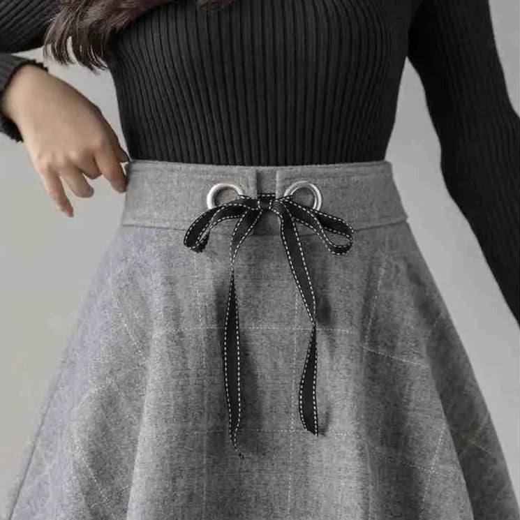 Kvinnors Högmidjad Rutig Minikjol med Resår