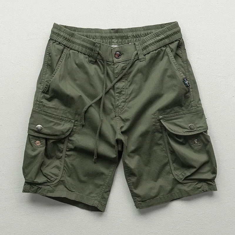 Herrcargo-shorts med dragsko i midjan, avslappnad passform och flera fickor, 15 cm beninnerlängd