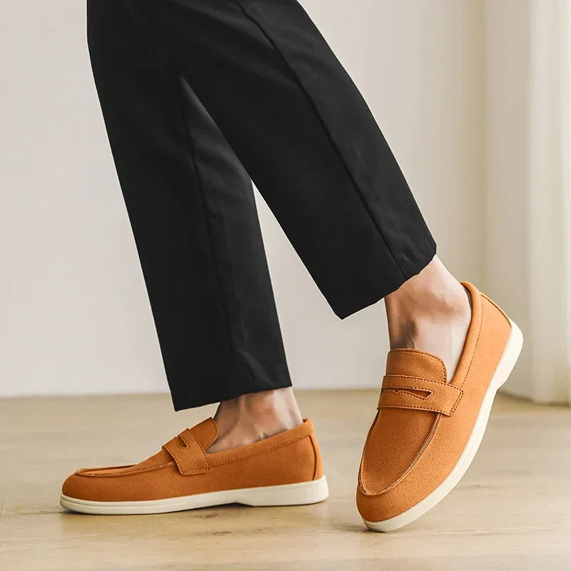 Herr Loafers i Konstmocka med Handsydda Sömmar och Dämpad Innersula