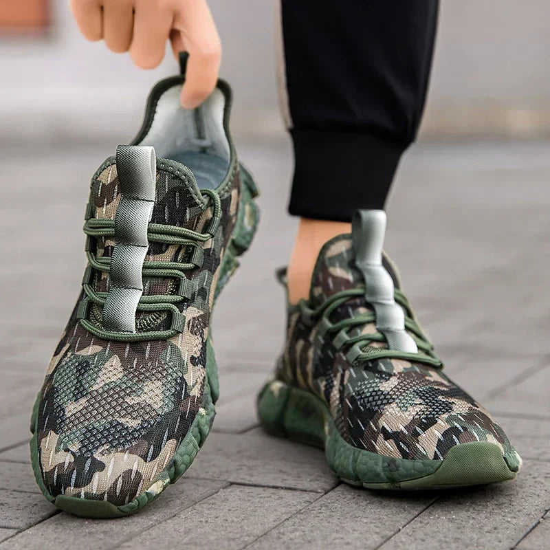 Herrsneakers Andasbart Mesh Kamouflagedesign Tjock Sula