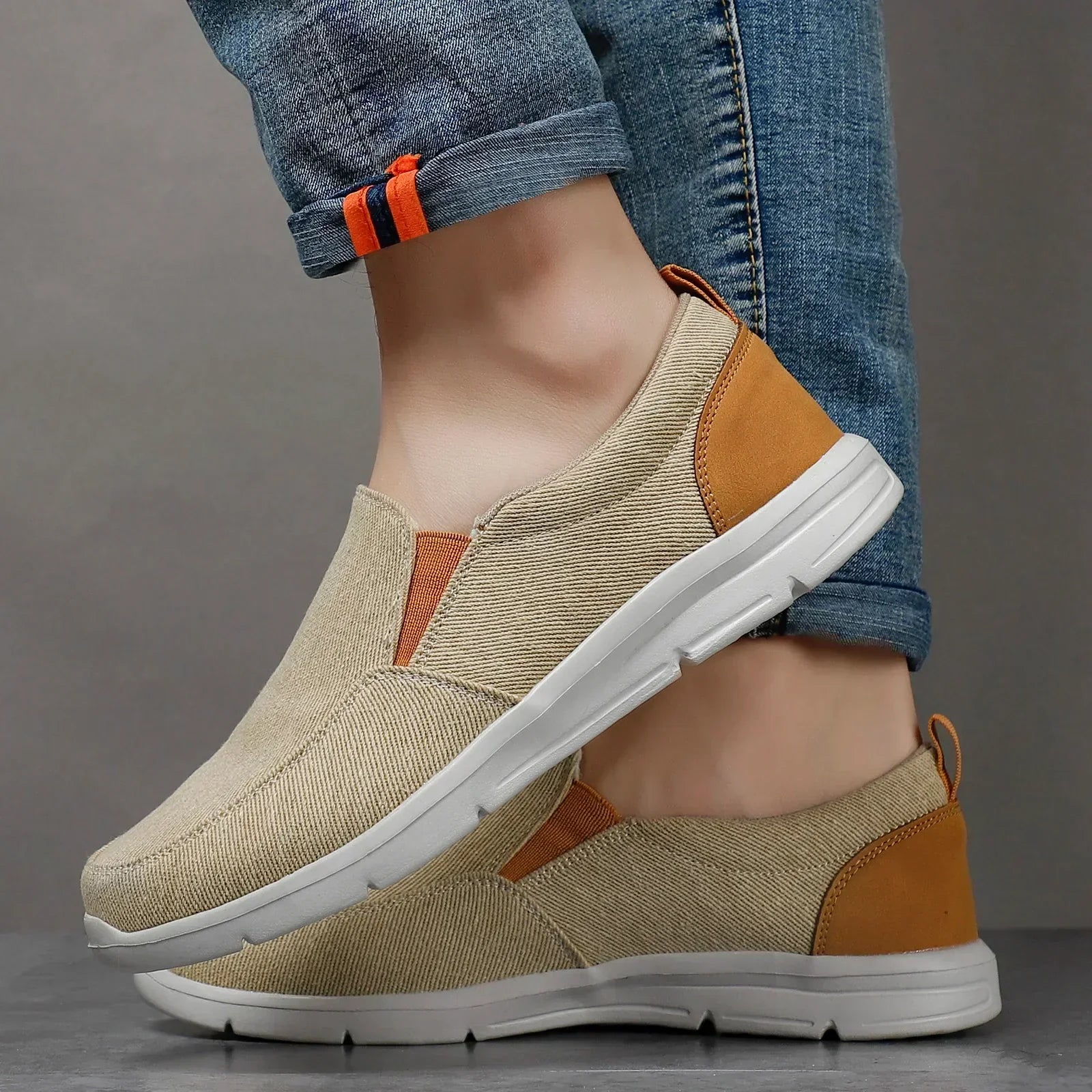 Herr Slip On Sneakers Vadderade Sulor Casual Skor