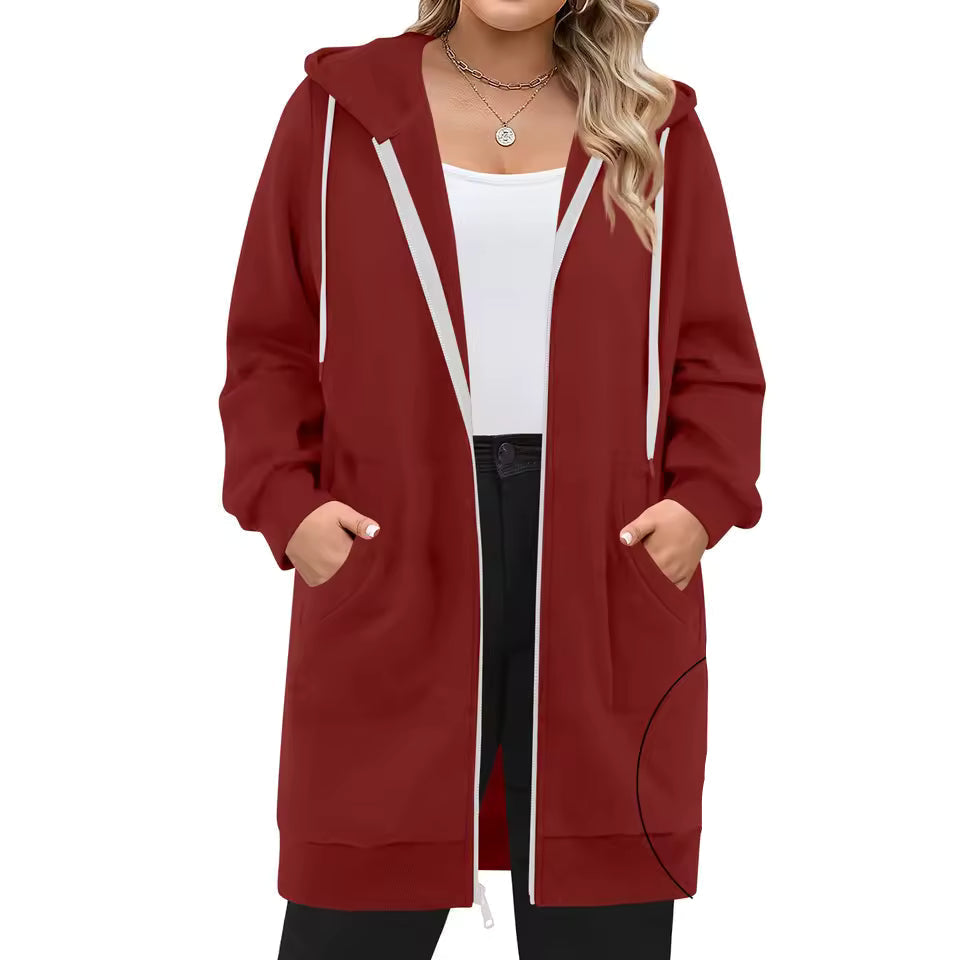 Kvinna Hoodie Med Huva och Frampåsar