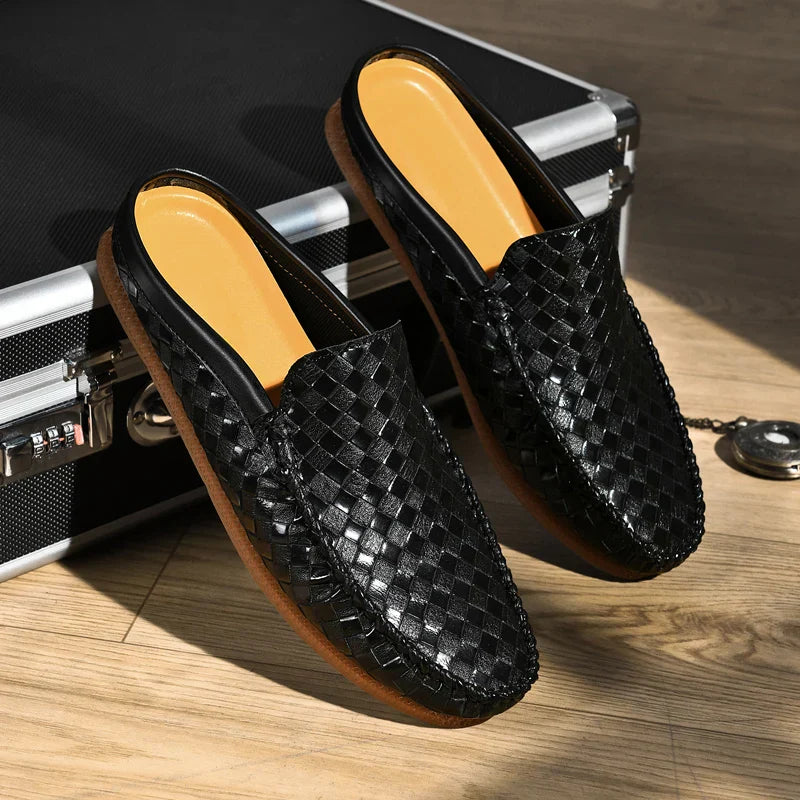 Herr Slip On Läder Slides Vadderad Fotbädd