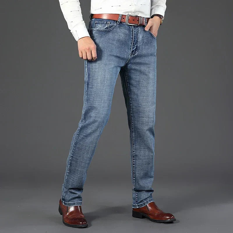 Herr Jeans Rak Ben Midjehöjd Förstärkta Söm