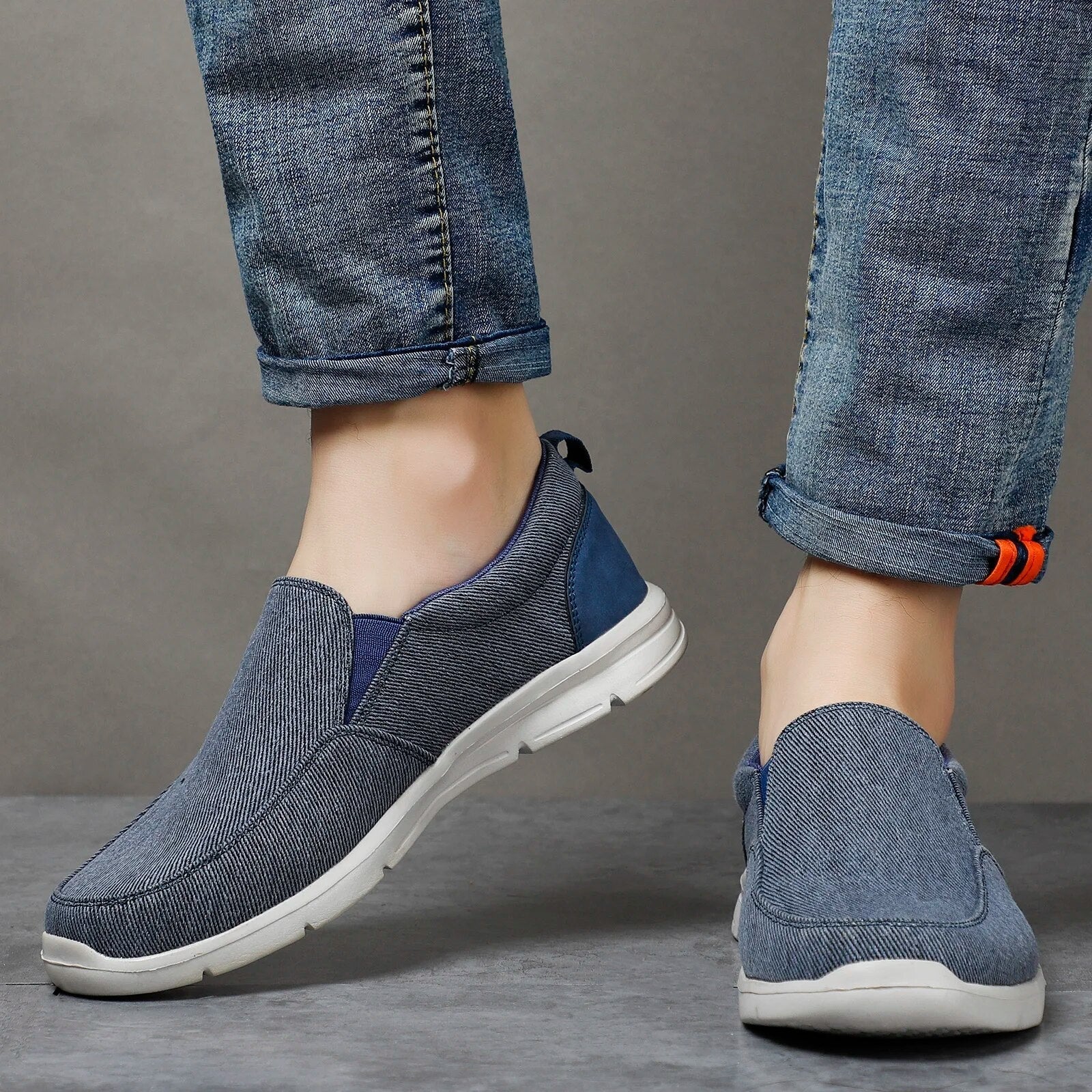 Herr Slip On Sneakers Vadderade Sulor Casual Skor