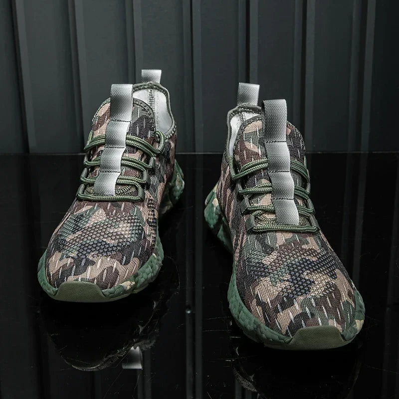 Herrsneakers Andasbart Mesh Kamouflagedesign Tjock Sula