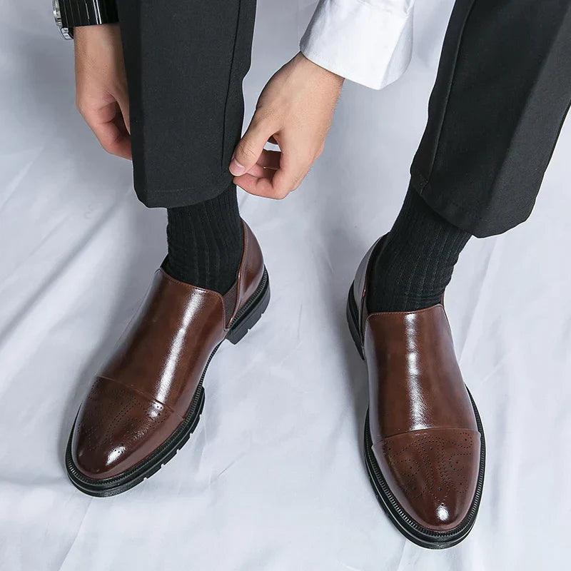 Herr Slip-On Skor Med Elastiska Sidor Och Dämpad Innersula