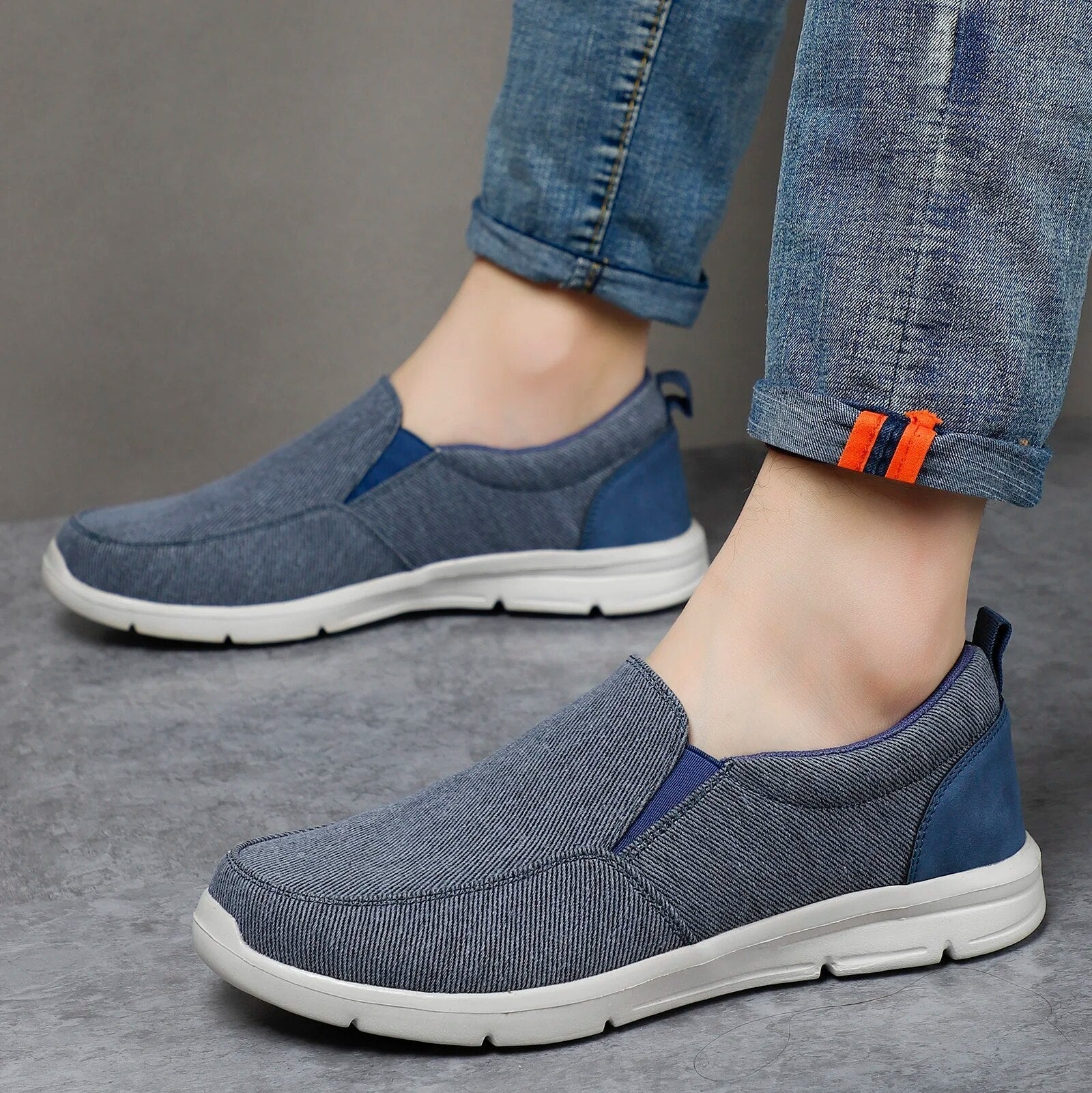 Herr Slip On Sneakers Vadderade Sulor Casual Skor
