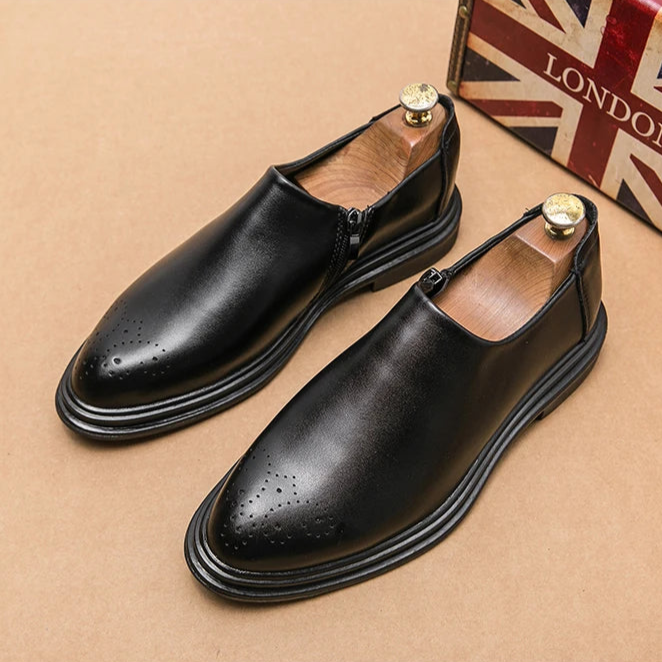 Loafers För Herr Med Brogue-Detalj, Sidoficka Och Vadderad Innersula