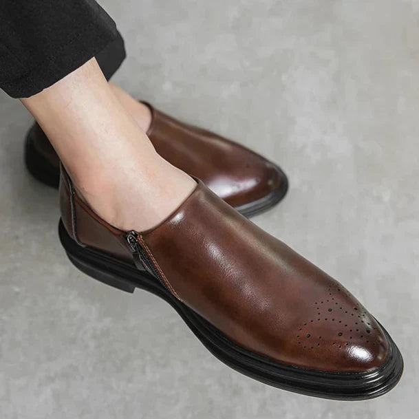 Loafers För Herr Med Brogue-Detalj, Sidoficka Och Vadderad Innersula