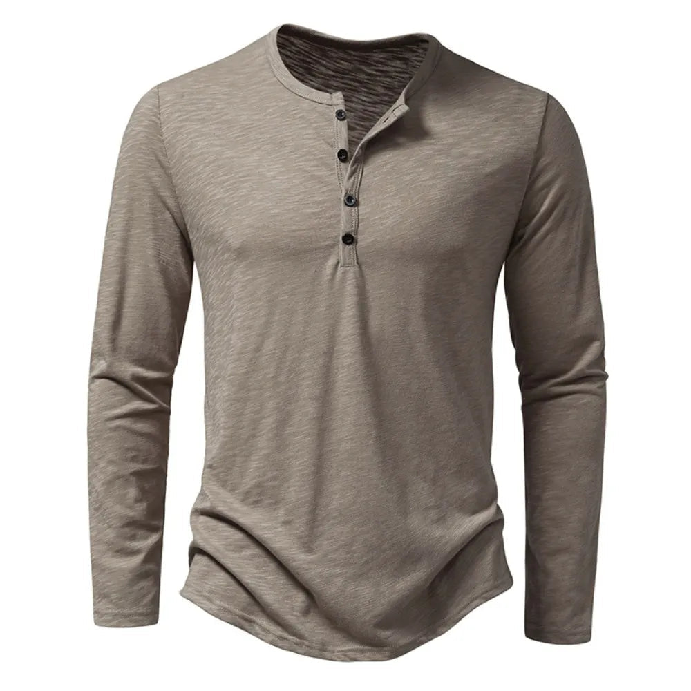 Herr Henley-tröja Slim Fit Långärmad
