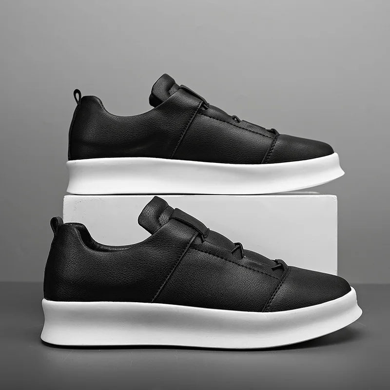 Herrskor I Läder Med Snörning, Casual Stil