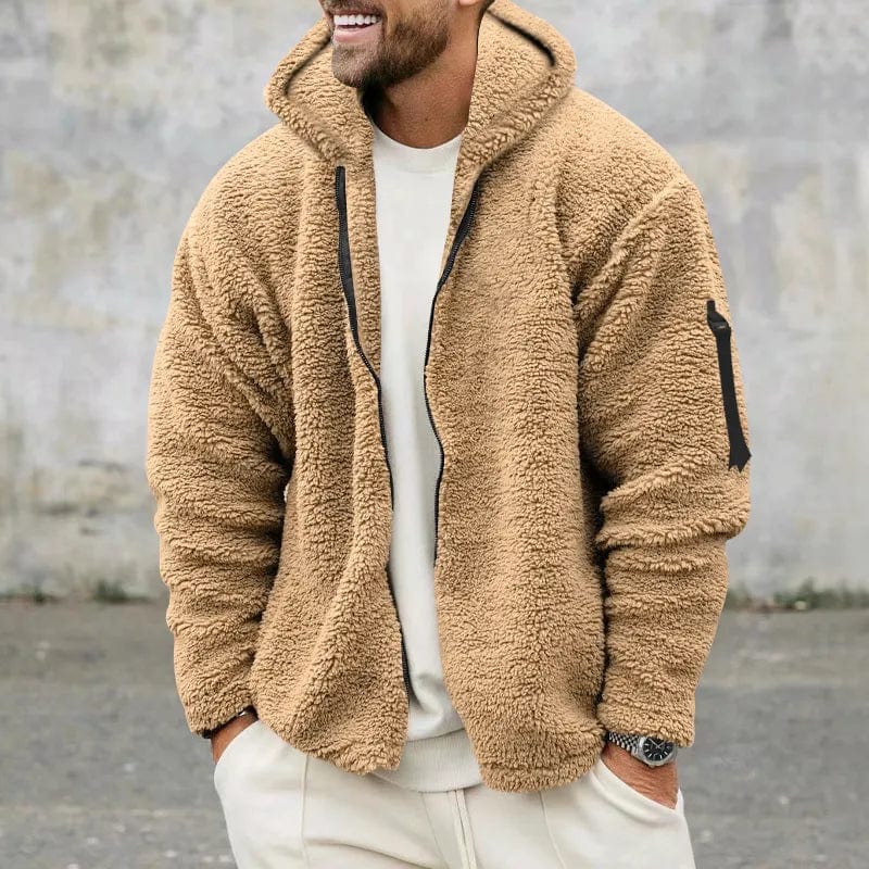 Herr Vinterjacka med Hoodie Dragkedja och Avslappnad Passform