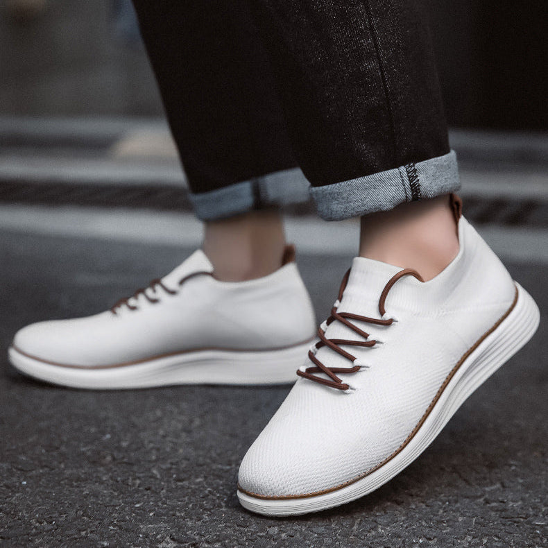 Herrsneakers Med Stickad Ovandel, Stötdämpande Innersula
