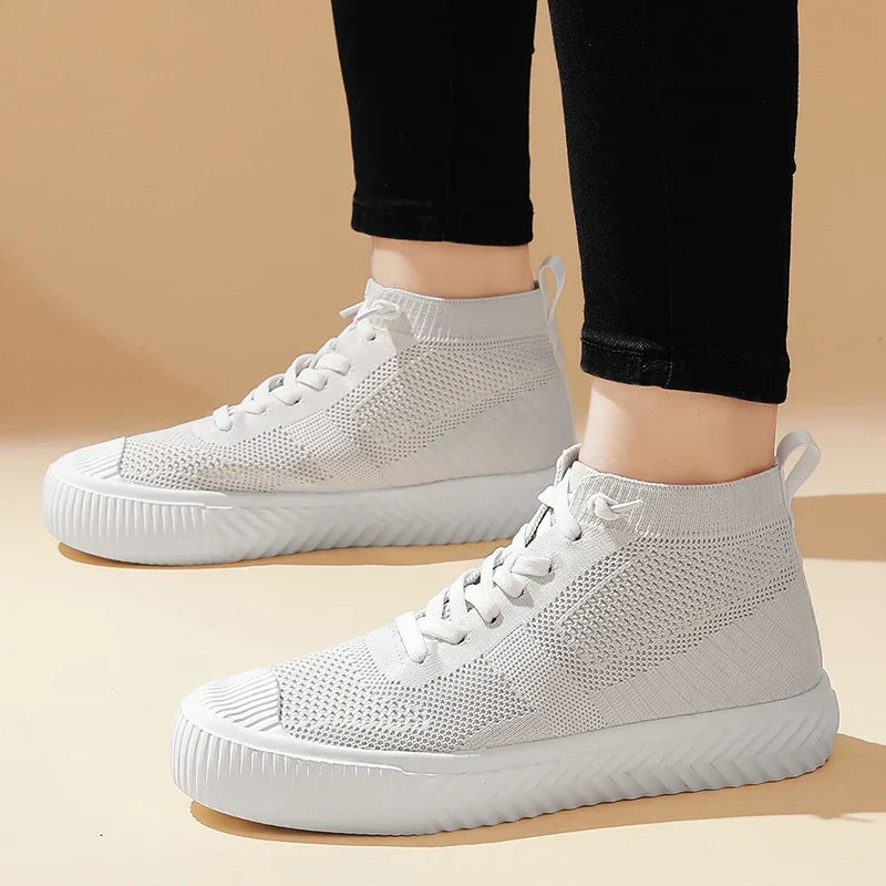 Herr Höga Sneakers Stickad Ovandel Ortopedisk Innersula Utan Knytning Snörning