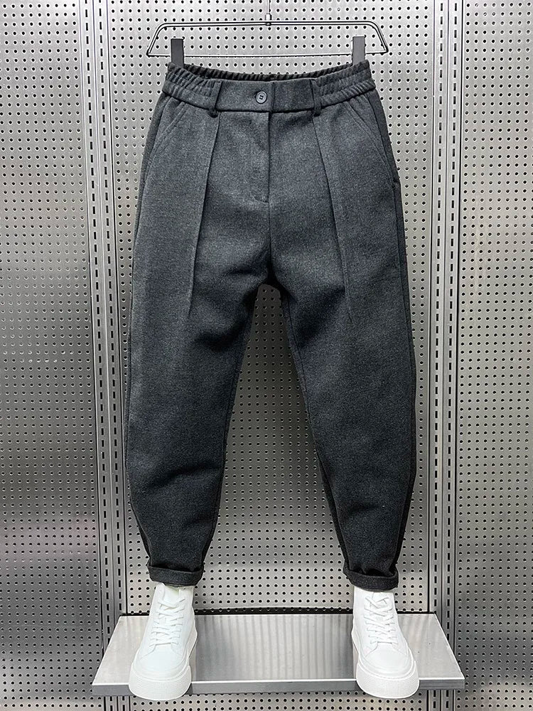 Kostymbyxor för Herr Slim Fit med Melange-tyg och Förfinad Finish