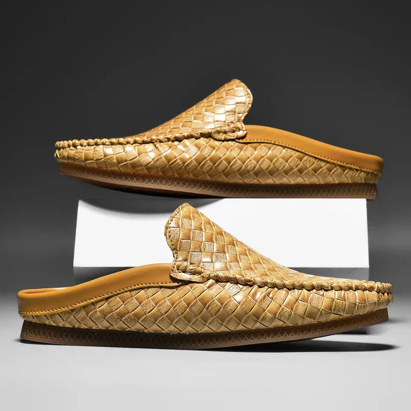 Herr Slip On Läder Slides Vadderad Fotbädd