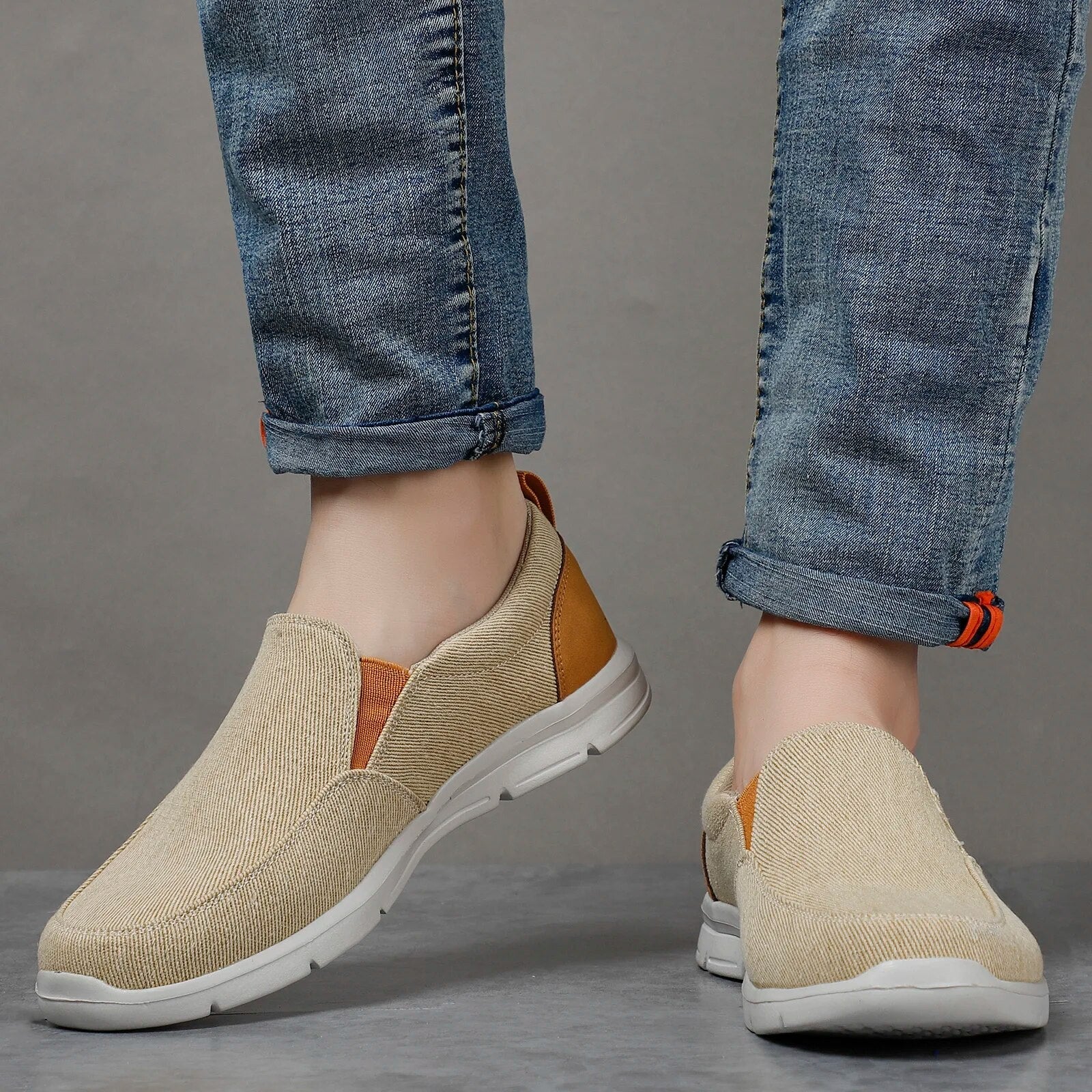 Herr Slip On Sneakers Vadderade Sulor Casual Skor