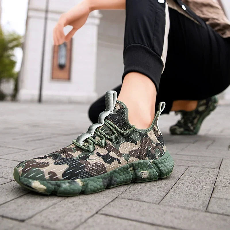 Herrsneakers Andasbart Mesh Kamouflagedesign Tjock Sula