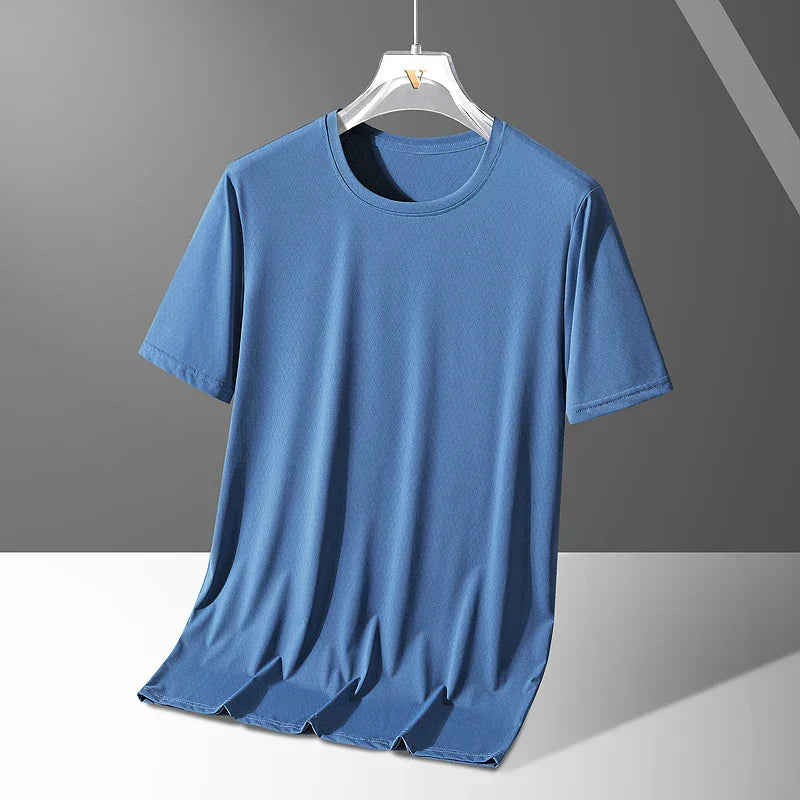 Herr T-shirt Snabbtorkande Stretch Passform Rund Halsringning