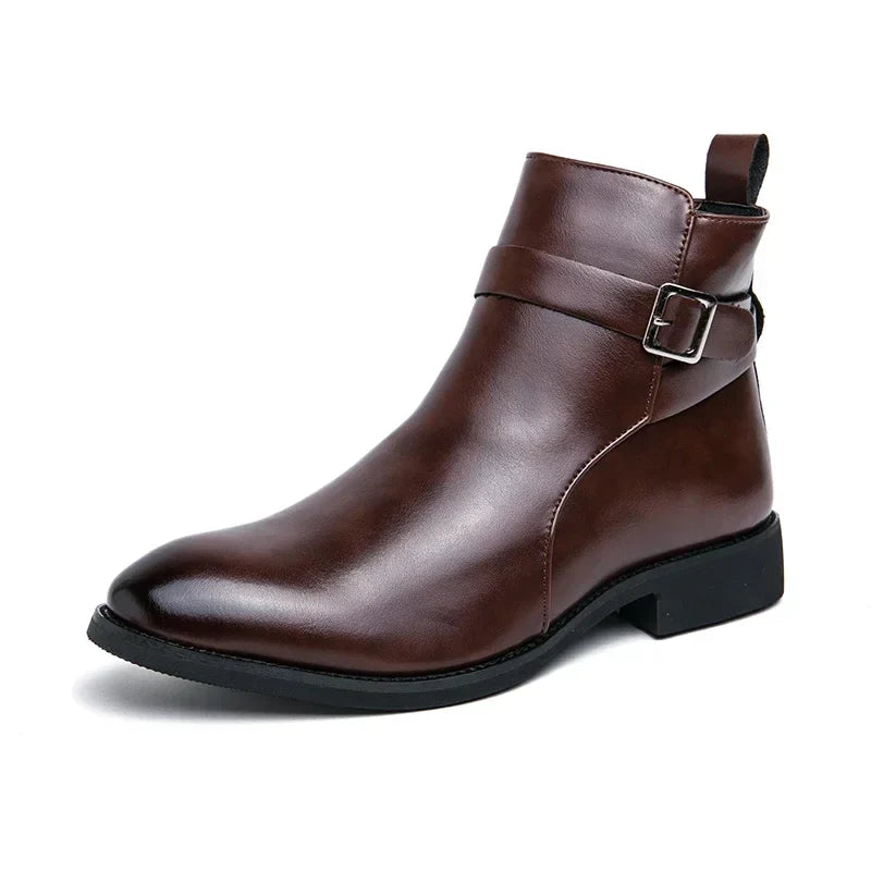 Herr Chelsea Boots Med Sidodragkedja Och Gummiyttersula