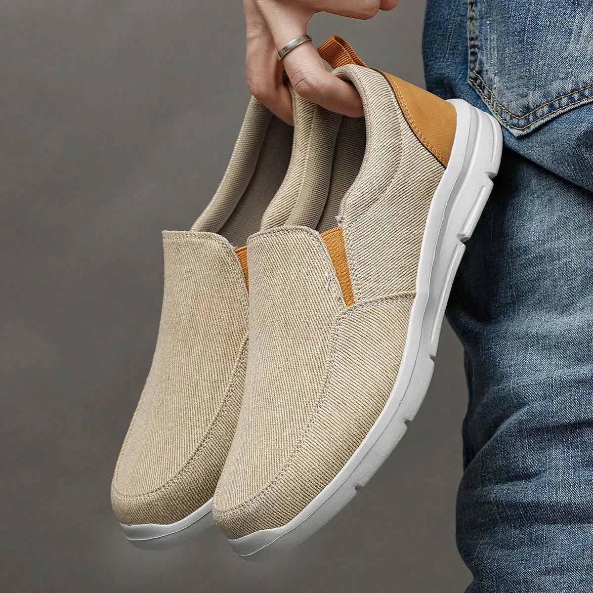 Herr Slip On Sneakers Vadderade Sulor Casual Skor