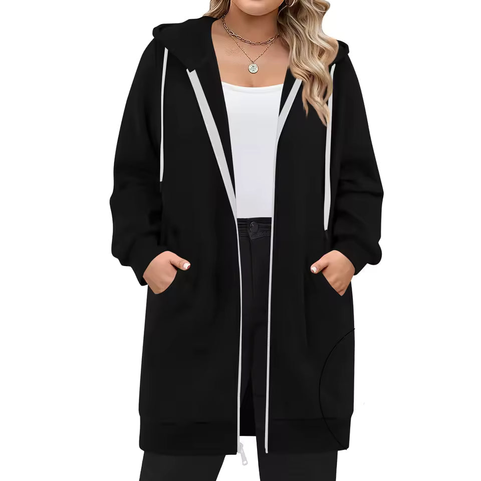 Kvinna Hoodie Med Huva och Frampåsar