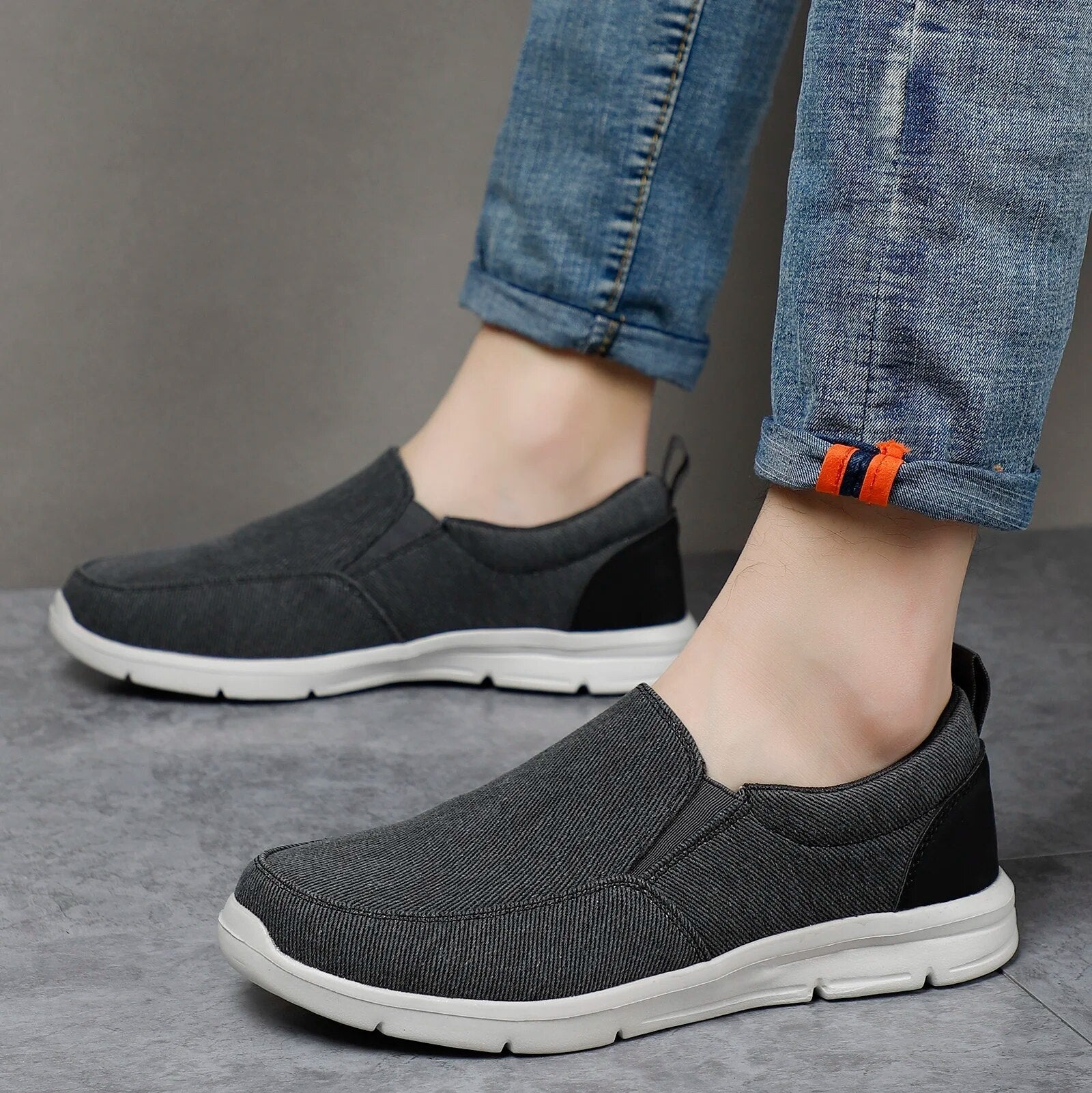 Herr Slip On Sneakers Vadderade Sulor Casual Skor
