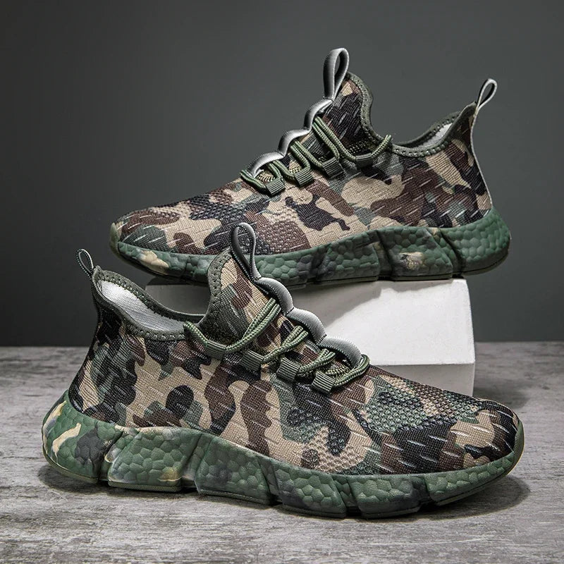 Herrsneakers Andasbart Mesh Kamouflagedesign Tjock Sula