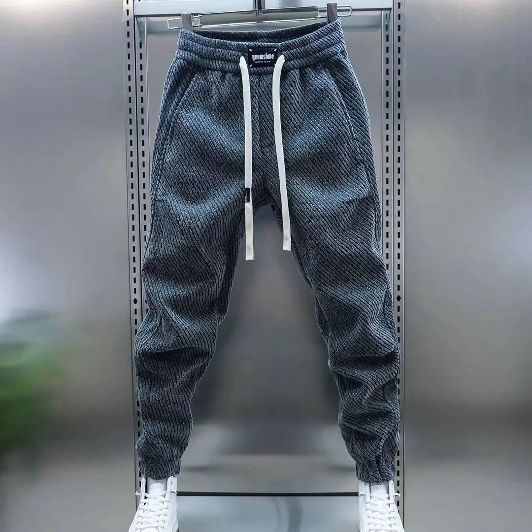 Byxor för Herr Slim Fit med Elastisk Midja, Dragsko och Unikt Mönster