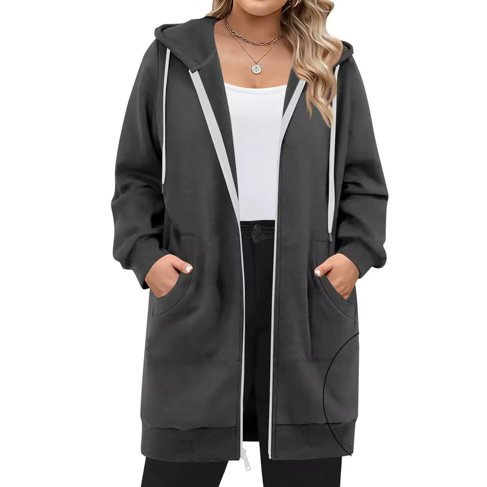 Kvinna Hoodie Med Huva och Frampåsar