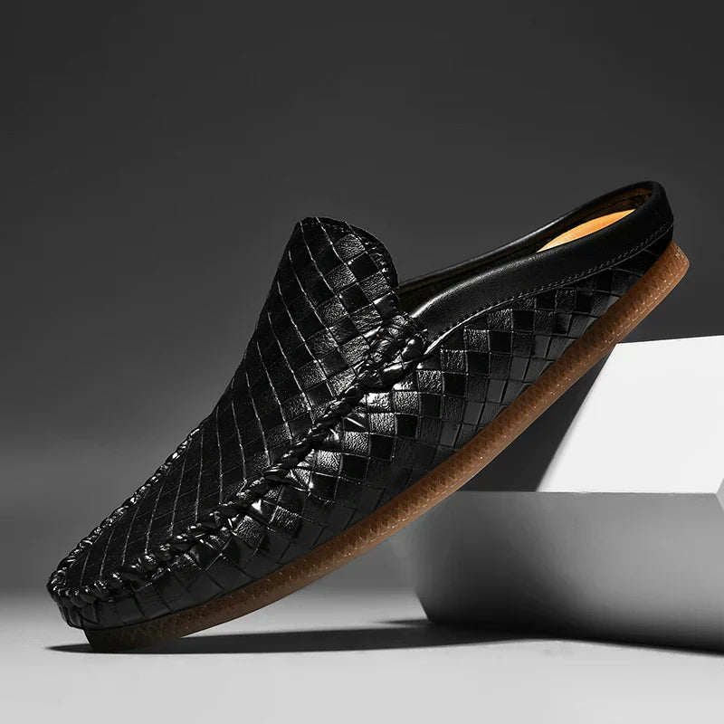 Herr Slip On Läder Slides Vadderad Fotbädd