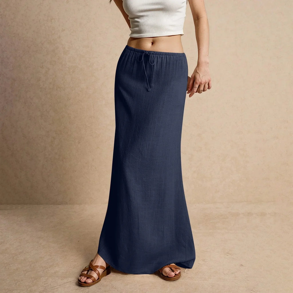 Kvinnokjol Maxi Med Dragsko Midja Och Flödande Silhuett