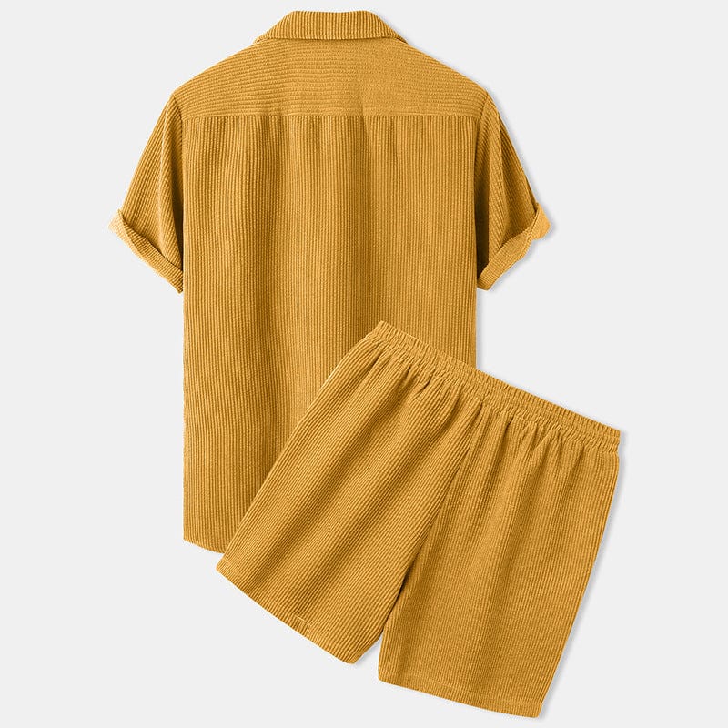 Herr Sommarshortsset I Manchestermodell Med Kortärmad Skjorta Och Shorts