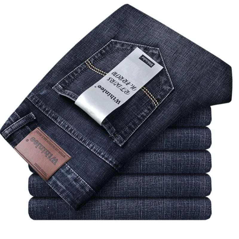 Herr Jeans Rak Ben Midjehöjd Förstärkta Söm