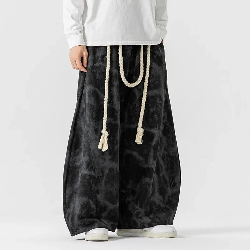 Herr Sweatpants med Vida Ben, Repknuten Midja och Batikmönster