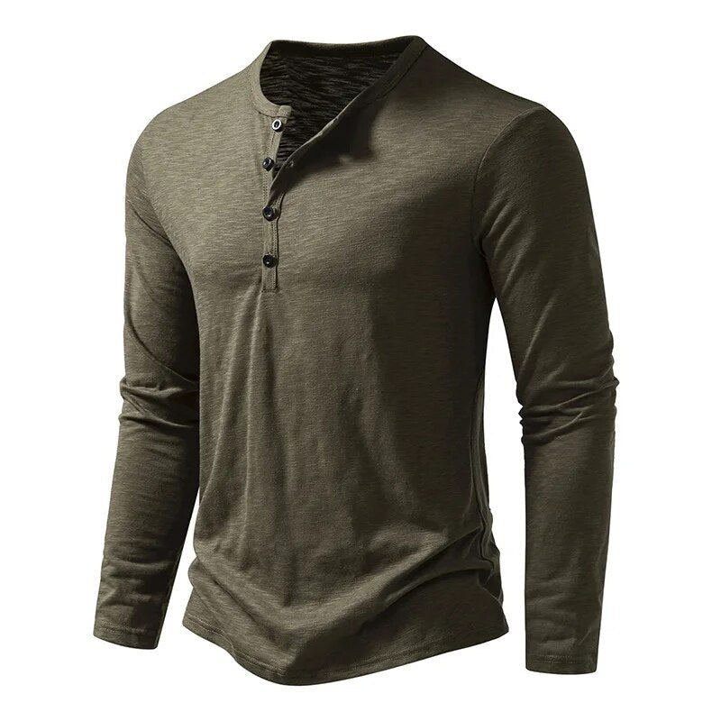 Herr Henley-tröja Slim Fit Långärmad
