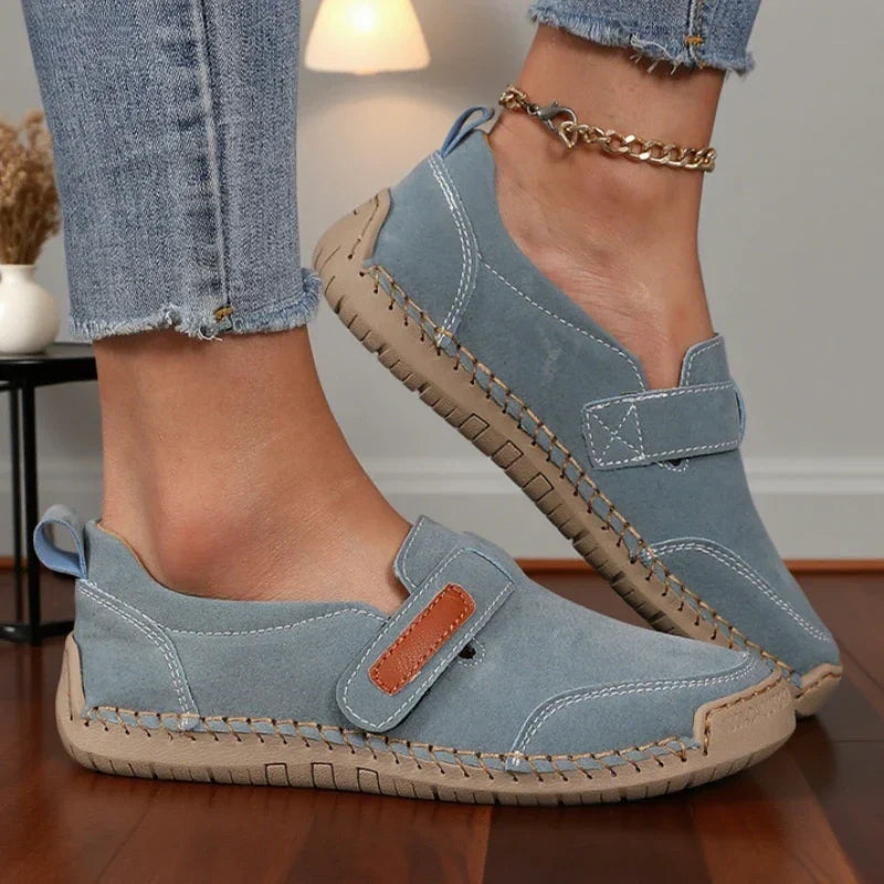 Kvinnors Slip-On Mokasiner Handsydda med Justerbar Kardborreband