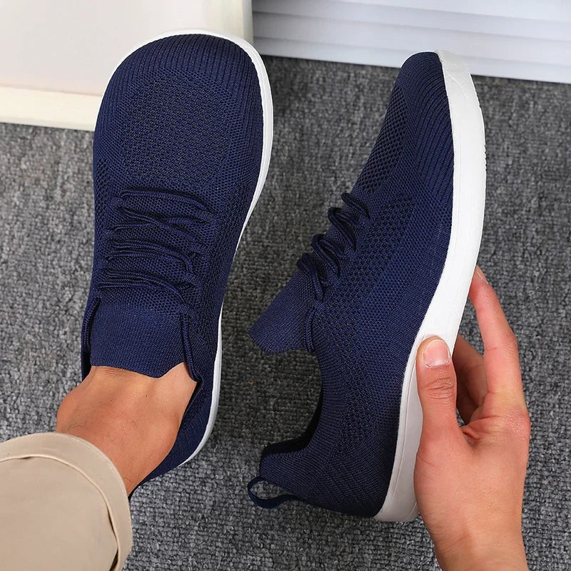 Herrsneakers Med Andningsbar Mesh, Bred Tå, Vadderad Innersula