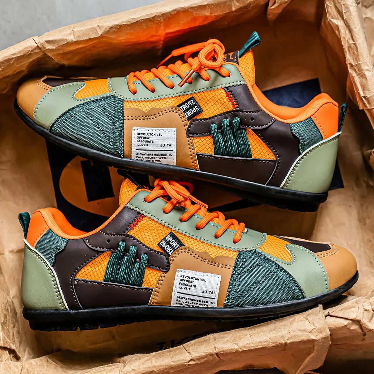 Herr Mesh Sneakers med Flerpanelsdesign och Snörstängning