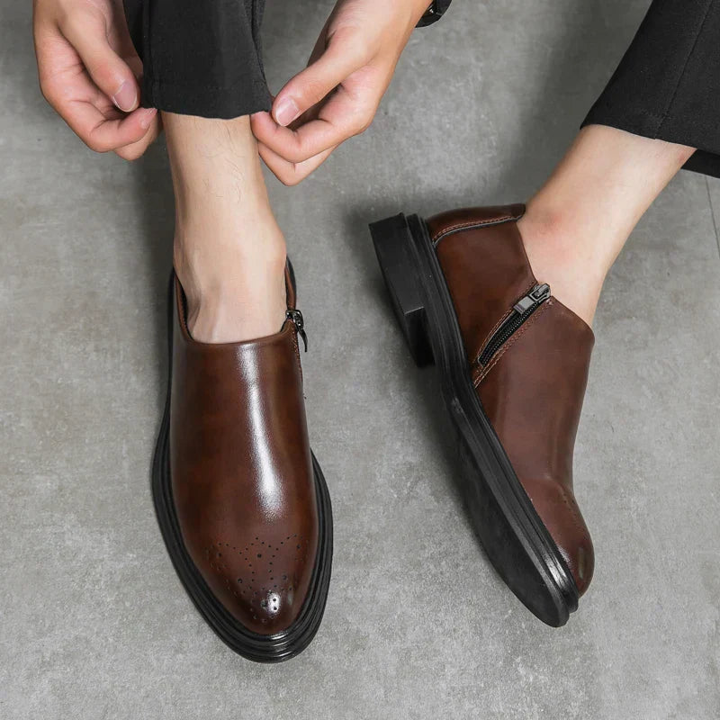 Loafers För Herr Med Brogue-Detalj, Sidoficka Och Vadderad Innersula