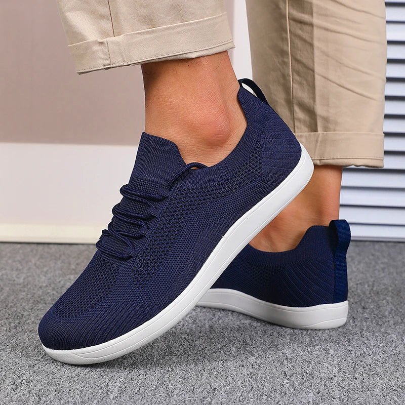 Herrsneakers Med Andningsbar Mesh, Bred Tå, Vadderad Innersula