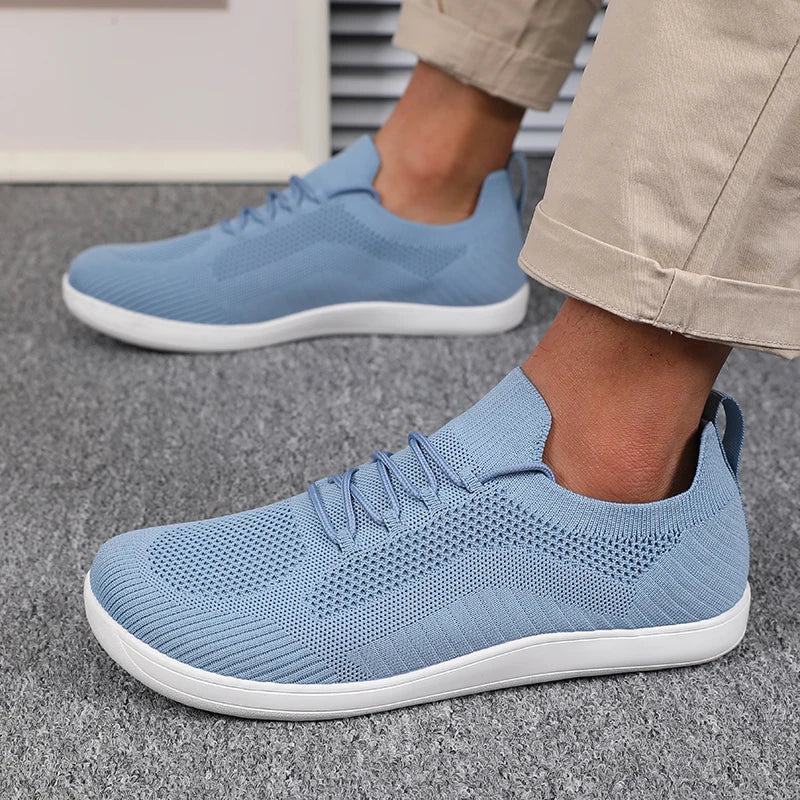 Herrsneakers Med Andningsbar Mesh, Bred Tå, Vadderad Innersula