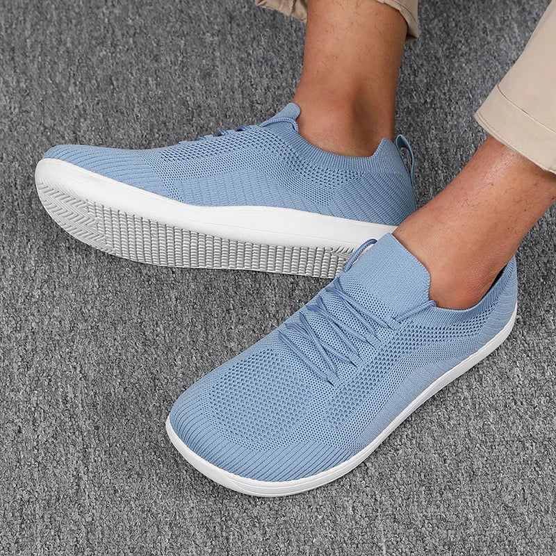 Herrsneakers Med Andningsbar Mesh, Bred Tå, Vadderad Innersula