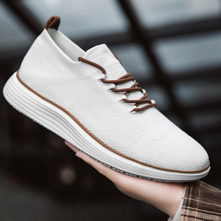 Herrsneakers Med Stickad Ovandel, Stötdämpande Innersula