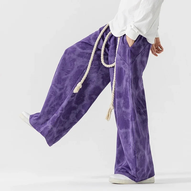 Herr Sweatpants med Vida Ben, Repknuten Midja och Batikmönster