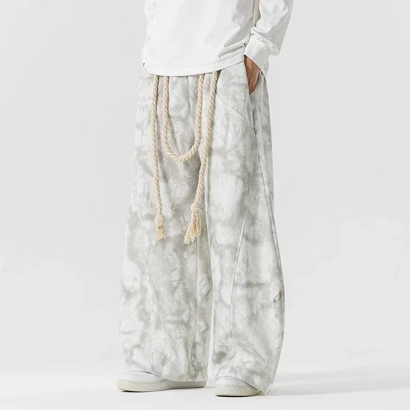 Herr Sweatpants med Vida Ben, Repknuten Midja och Batikmönster