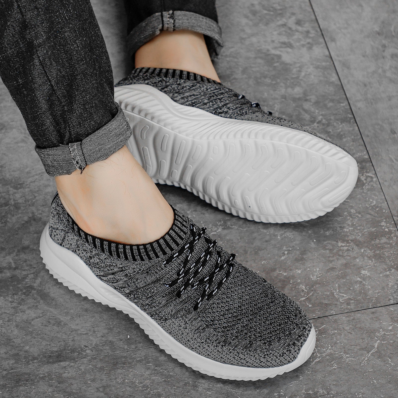 Herr Mesh Sneakers med Stretchkrage och Gummiyttersula