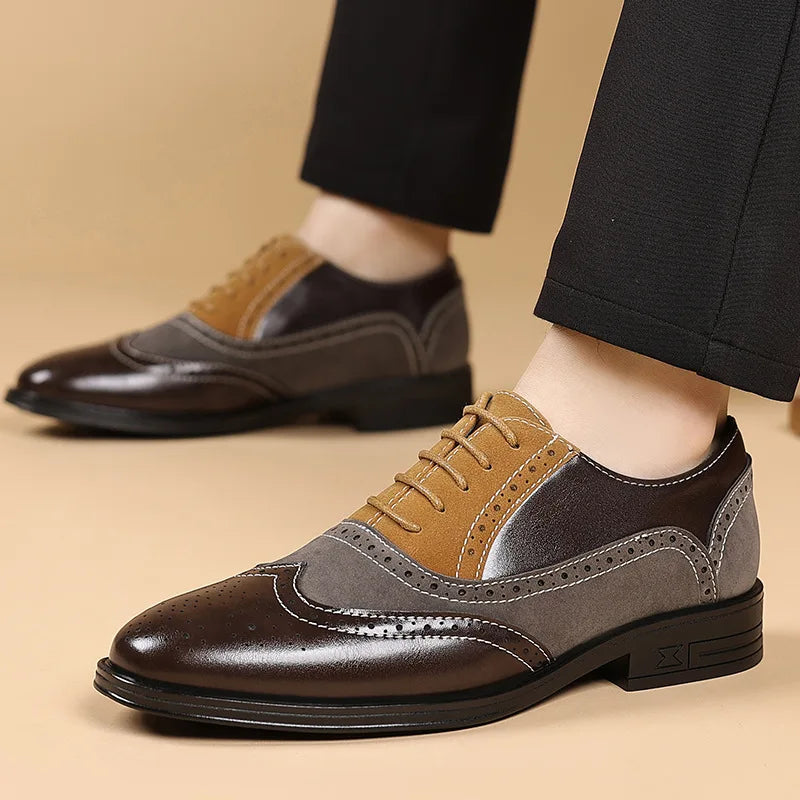 Herrloafers I Fullnarvat Läder Med Vingspets