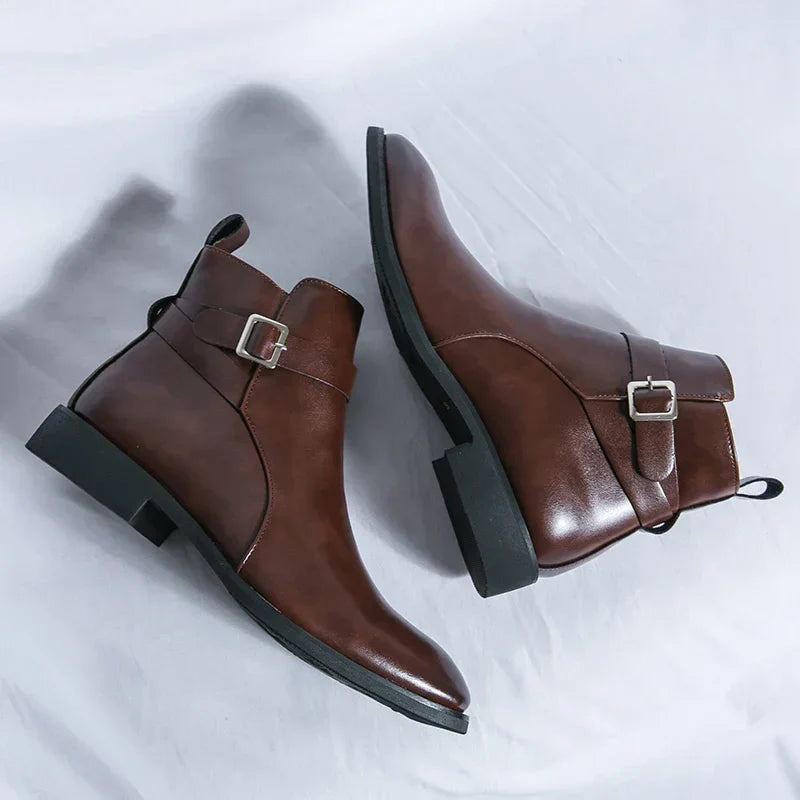 Herr Chelsea Boots Med Sidodragkedja Och Gummiyttersula